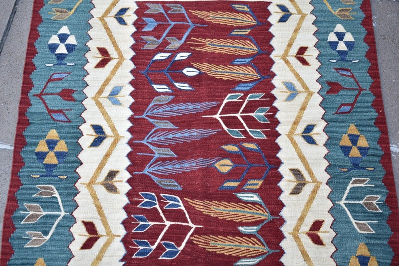 Turkish Oushak Rug 3 x 4 ft Wheat Pattern Super Fine Weaving Oushak Wool Rug gallery
