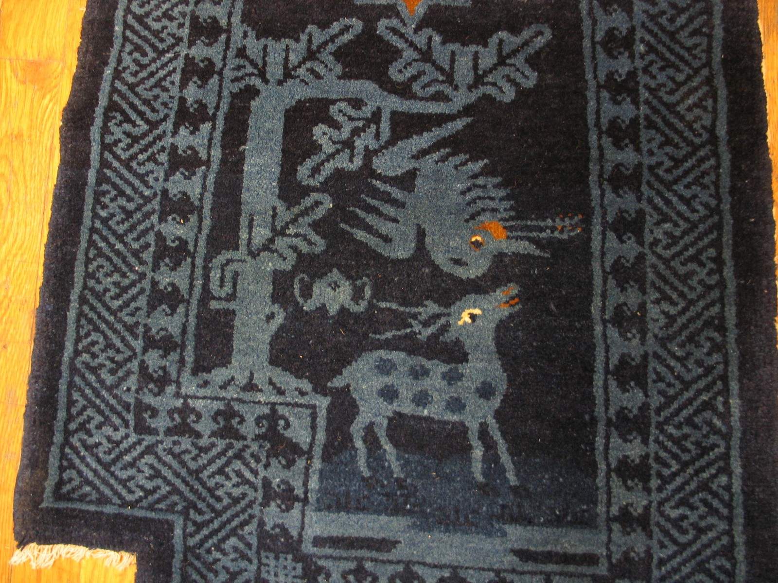 2X3 Antique Chinese Horse Covers Wool Area Rug 1925 gallery