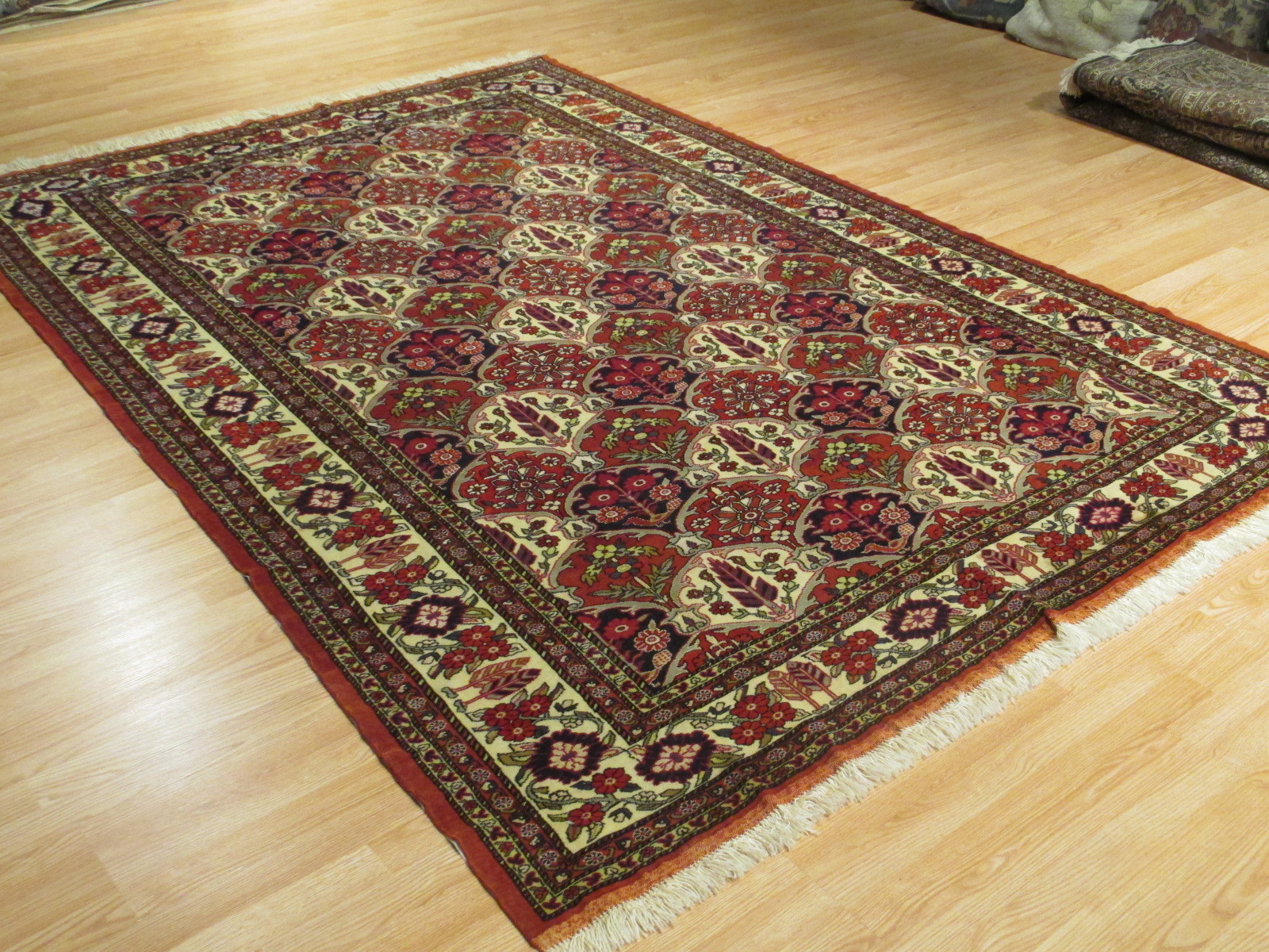 ESTATE 7x10 CIRCA 1960 FINE LOVELY MUSEUM HANDMADE-KNOTTED WOOL/SILK RUG 582124 gallery