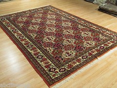 ESTATE 7×10 CIRCA 1960 FINE LOVELY MUSEUM HANDMADE-KNOTTED WOOL/SILK RUG 582124
