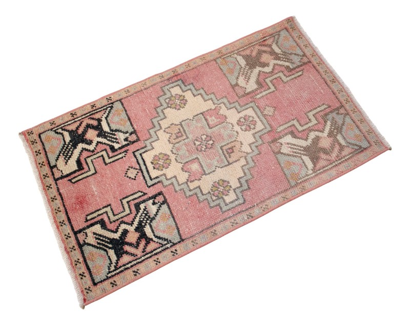 Vintage Doormat Turkish Rug Handmade Wool Small Rug, Kitchen Rug, 2x3 ft approx gallery