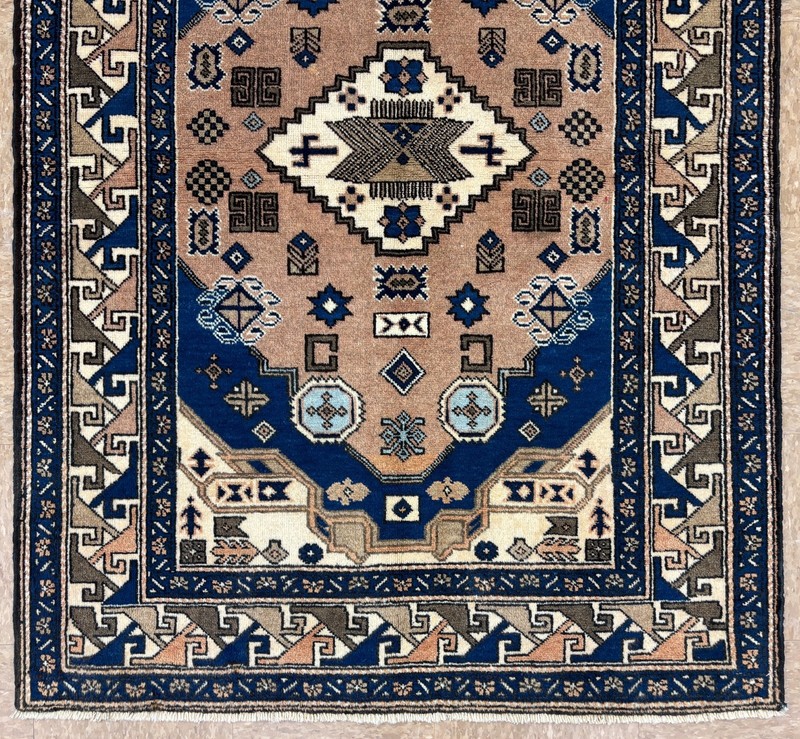 Vintage Ardebil Tribal Hand Knotted Wool Area Rug 4x6 Peach Blue Oriental Boho gallery