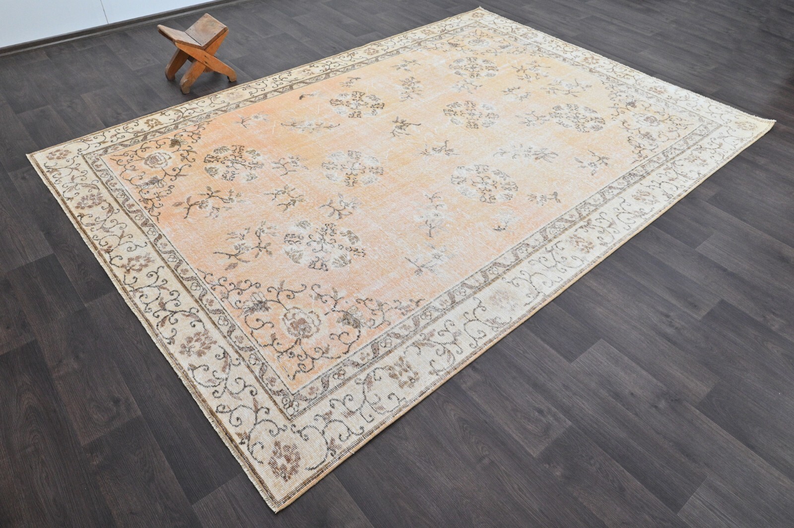 Oushak Turkish Vintage Rug 7x10 Kilim Rug Anatolian Handmade Boho Decor ORANGE gallery