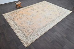 Oushak Turkish Vintage Rug 7×10 Kilim Rug Anatolian Handmade Boho Decor ORANGE
