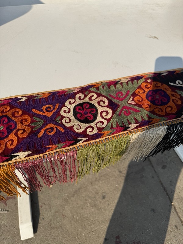 Antique Uzbeki Suzani Rug | Hand Woven Kilim Rug | Boho Home Decor Rug | gallery