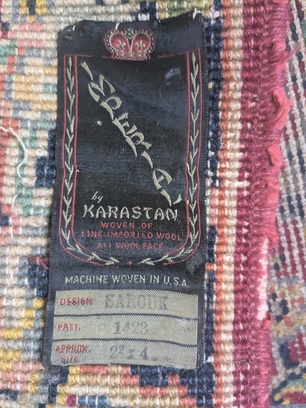 Antique Worn Imperial Karastan Wool Vintage Runner Rug Sarouk 1423 Small 2 x 4' gallery