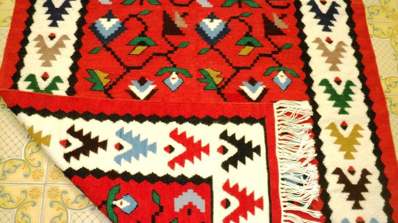 Antique vintage tribal handmade handknotted kilim rug (33" x 64") pure wool #17B gallery