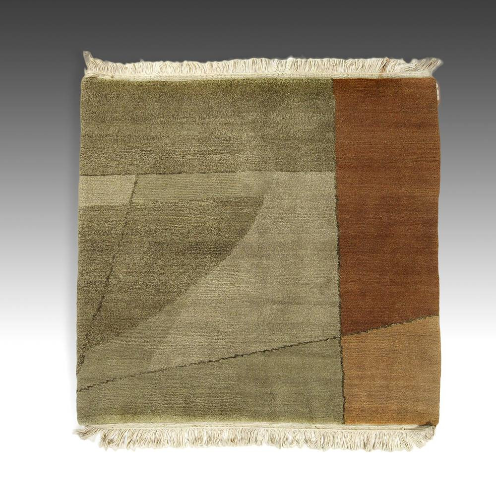 MODERNIST PILE RUG WOOL MODERNIST MOTIF NEPAL TIBET CHINA TEXTILES 20TH C. gallery