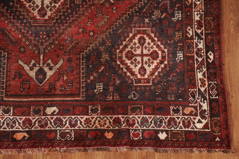 Vegetable Dye Antique Area Rug 6x7 Handmade Wool Geometric Near Square Carpet gallery