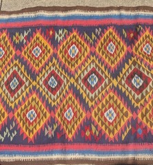 You’ll Either Love It Or Hate It – Bright Vintage Afghan Kelim – 39″ x 76″