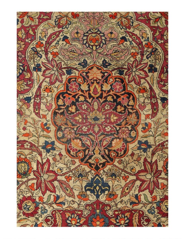 Beige Antique Hand-Knotted Wool Rug 4'4"x 6'7" gallery