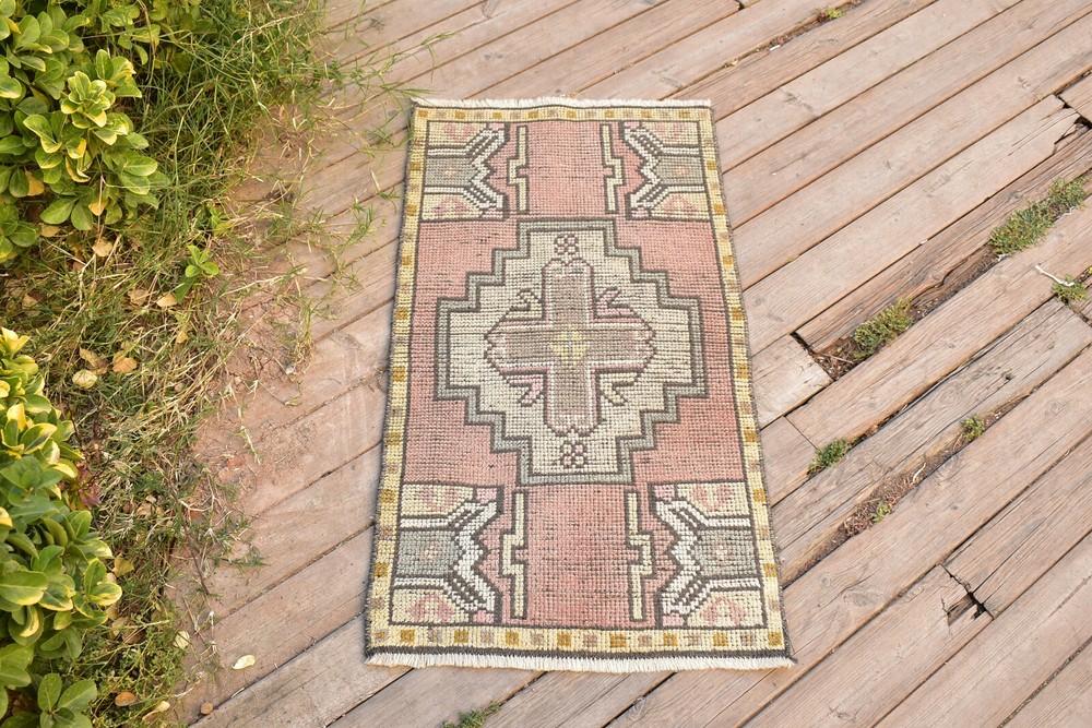 Turkish Carpet Hand Knotted 1x3 Size Doormat Chair Multi Color Rug 49x92cm