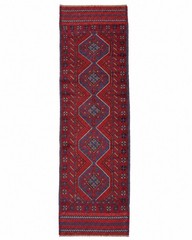 Vintage Afghan Baluchi Wool Runner Rug Hand Knotted Medallion Red Blue 2×8 Feet