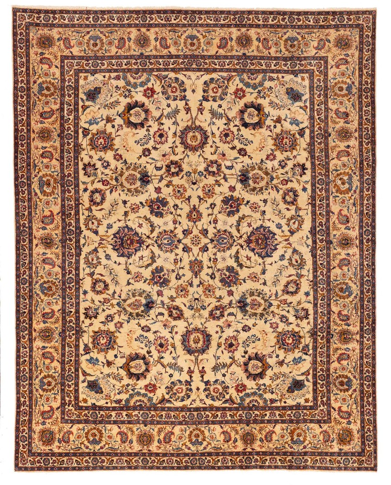 Vintage 8'9" x 10'10" Traditional Hand Knotted Vegetable Dye Wool Area Rug