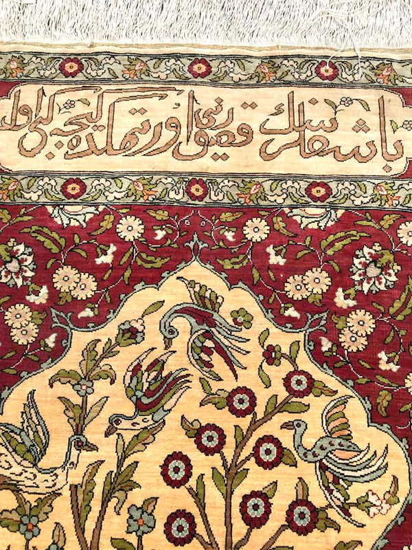 UZBEK TURKISH HE'RE'KE' 100% Cocoon Silk Circa : 1930"s Size : 2' 6" x 3' 8" gallery