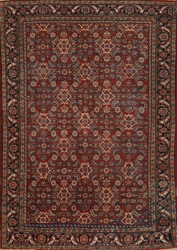Antique Vegetable Dye Hand-knotted Area Rug Traditional Living Room Carpet 9x12