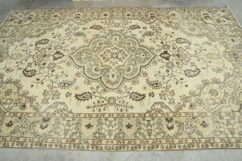 Oversize Turkish Rug 7x10 Hand-Knotted Vintage Oushak Wool Rug Faded Carpet,733 gallery