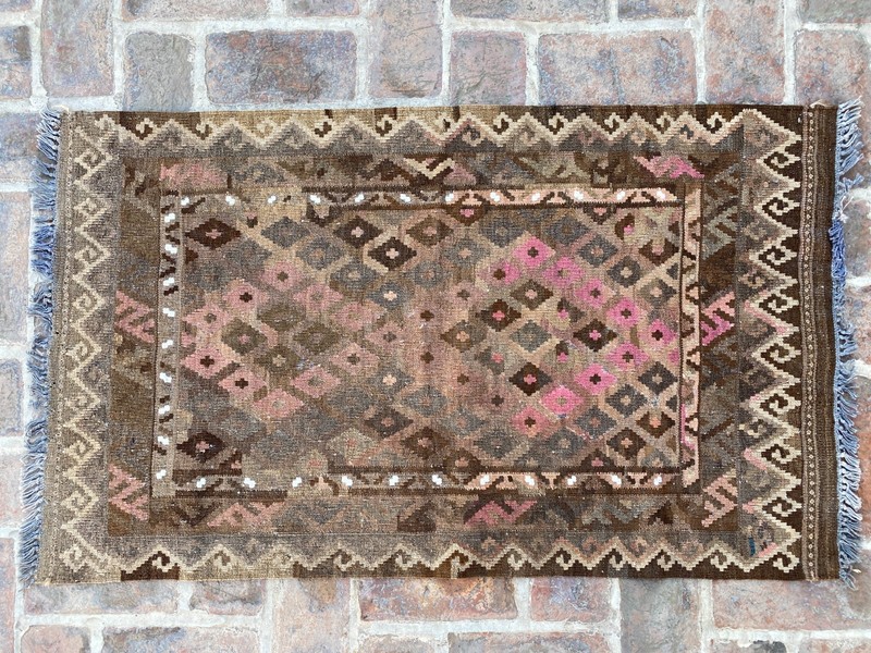 Brown Pink 2.5x4.1ft Handmade Tribal Kilim Rug Small Entryway Flatweave rug gallery