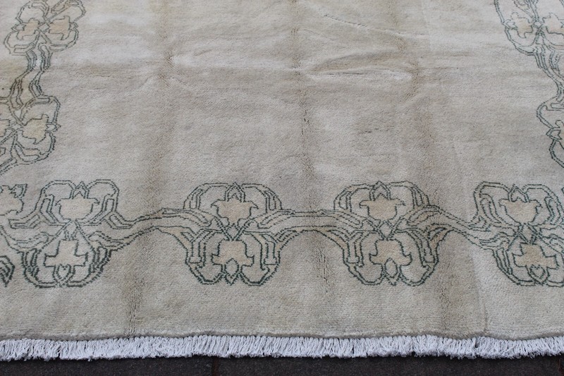Vintage Hand Made Art Deco Chinese Oriental White Wool Large Carpet 259x169cm gallery