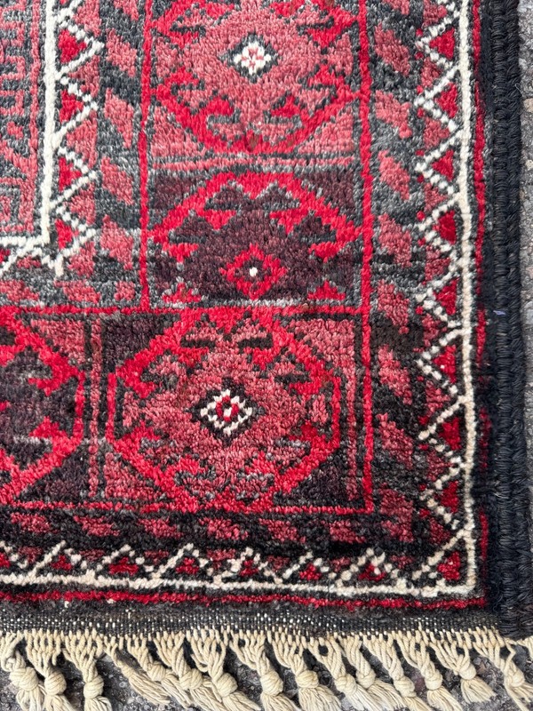 VINTAGE CLEANED BALUCHI RUG HANDMADE EASTERN WOOL TRIBAL RED CARPET 6' x 3'3" gallery