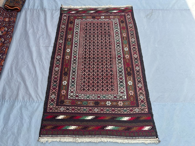3'9x6'1 ft Afghan Sumak Kilim Rug Hand Woven Wool Tribal Oriental kitchen Rug gallery