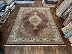 Fine Burgundy Genuine Hand Knotted Mahi Tabrizz Area Rug Carpet 9’x12’3”,#116