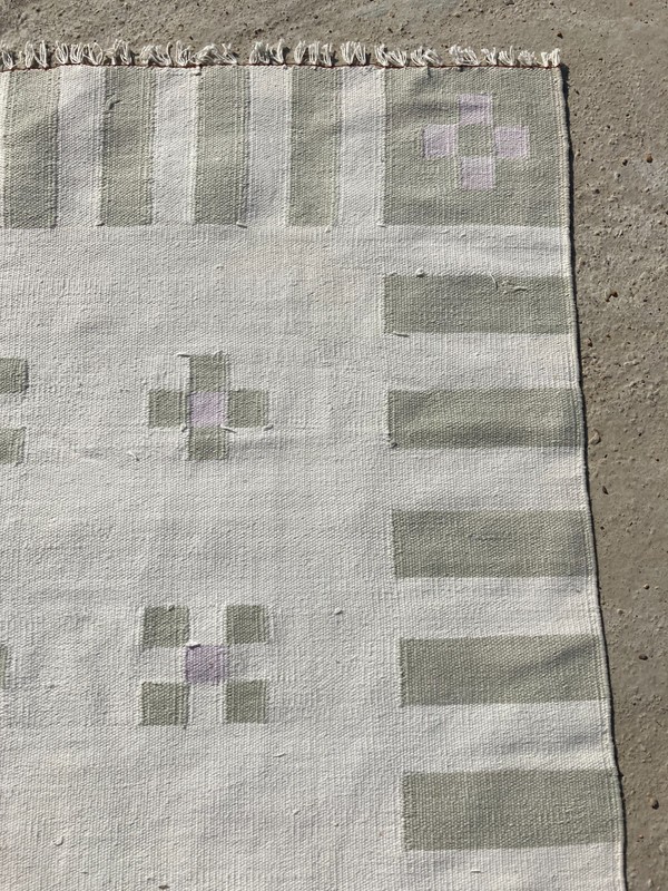 Vintage Handmade Swedish Scandinavian Style Woool Flat-weave Rug 181x113 cm gallery