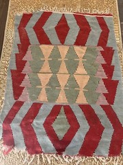 Vintage Tribal Southwestern 33×41” Kilim Rug Geometric Reds Blues Greens