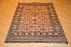 _HAND-MADE_RUG_4X6 FT. Bukhara Turkmen design LIGHT BROWN wool area rug