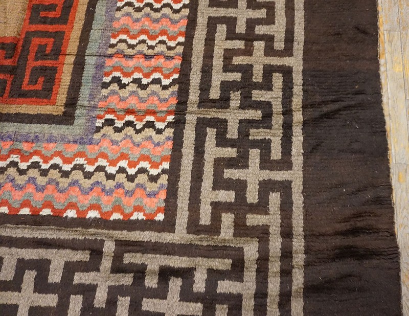 11'x12' Antique Early 20th Century Square Mongolian Animal Design Carpet Rug gallery