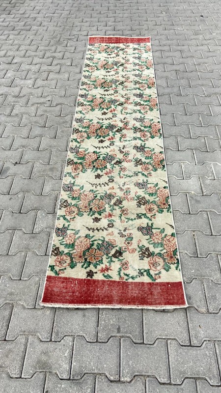 Turkish Runner Rug, 2x10 ft Floral Red Rug, Rug For Hallway, Vintage Runner Rug gallery