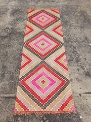 Vintage Traditional Handmade Turkish Dazzling Wool Multicolor Kilim 7.0×2.2 ft