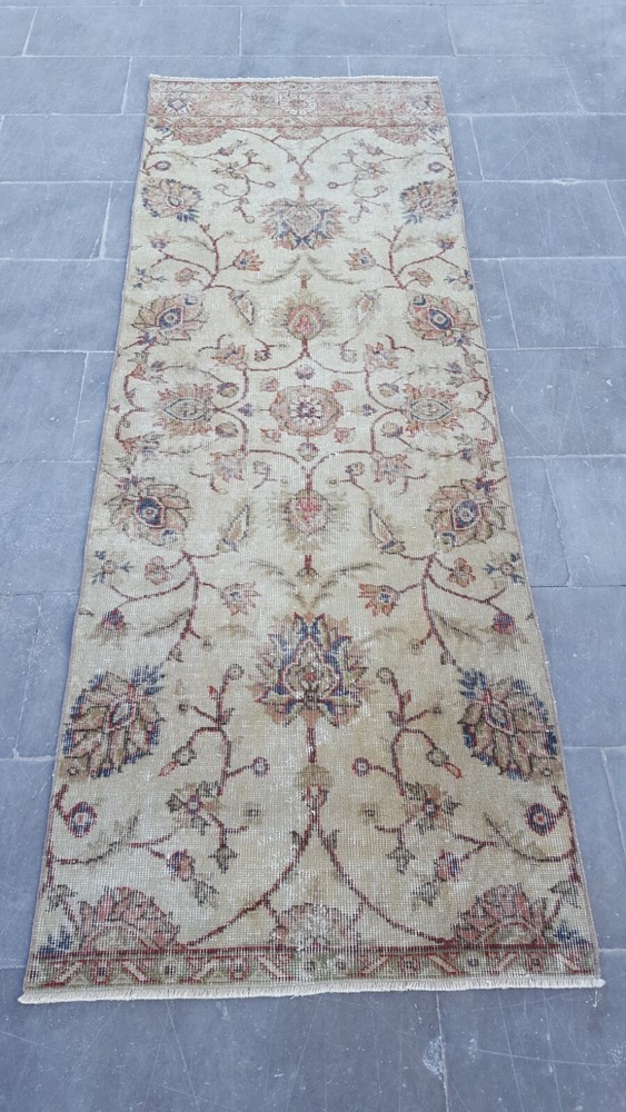 2.5x7 ft Vintage Turkish Runner Rug Wool Anatolian Handmade Hallway OushaK