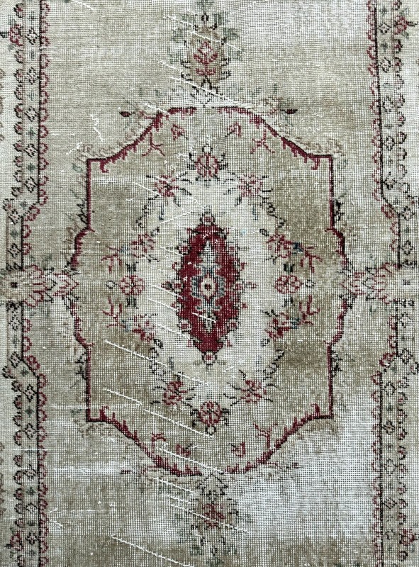 4x7 Beige Oushak Rug, Handwoven Vintage Rug, Turkish Rug, Handmade Wool Area Rug gallery