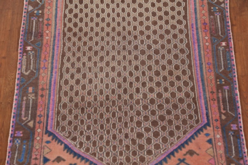 Brown Geometric Tribal Traditional Hand-knotted Hallway 11 ft Runner Rug 3x11 gallery