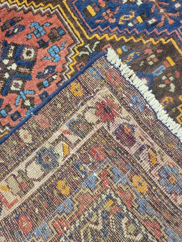 Antique Oriental Hand-Knotted Wool Area Rug Terracotta/Blue/Beige 4'10" x 6'4" gallery