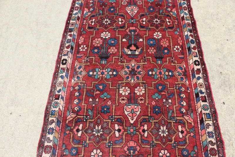 Vintage Malayer Handknotted Wool Floral Runner Rug - 3'5" x 9'10" gallery
