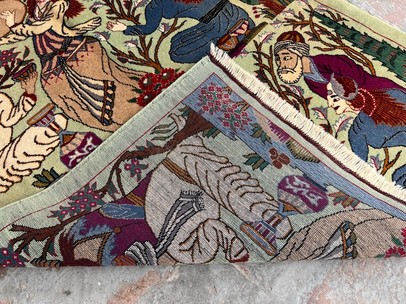 Afghan Pictorial Rug 4x6 Ft Hand Knotted Vintage Tribal Scene Wool Area Rug gallery