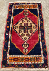 Vintage Traditional Hand-knotted Turkish Yastik Oriental Rug Carpet 93×52 cm