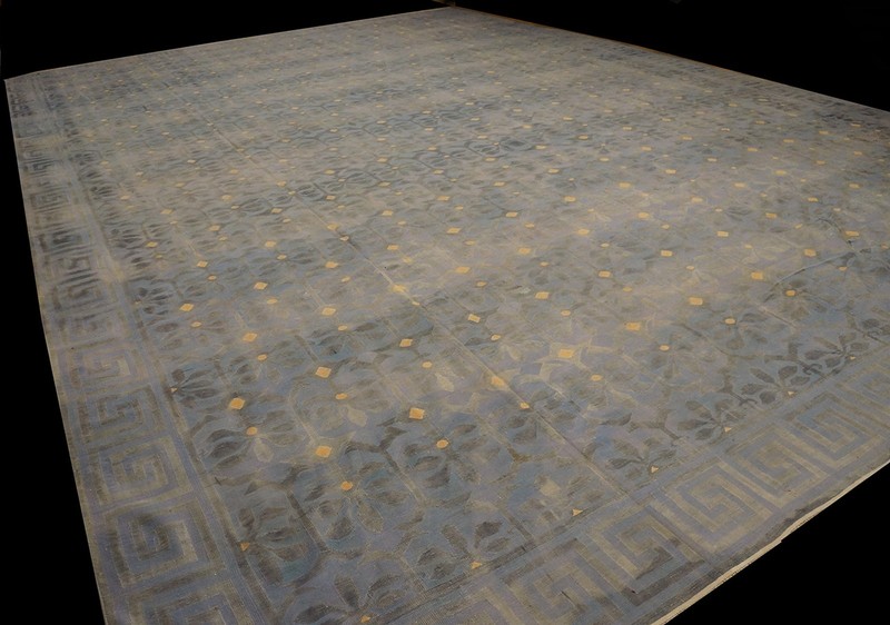 16X24 Antique Indian Dhurries Blue Cotton Area Rug 1920 gallery