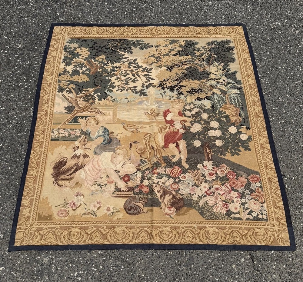 WALL HANGING FRENCH OR BELGIUM DESIGN TAPESTRY WOVEN EUROPEAN RUG