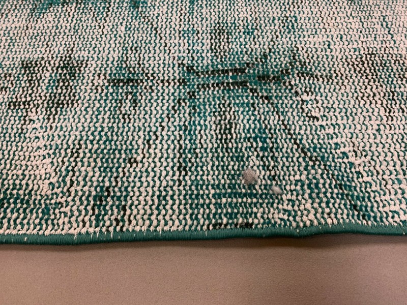 Distressed Turkish Narrow Runner 288x84 cm wool Vintage rug, Overdyed Green gallery