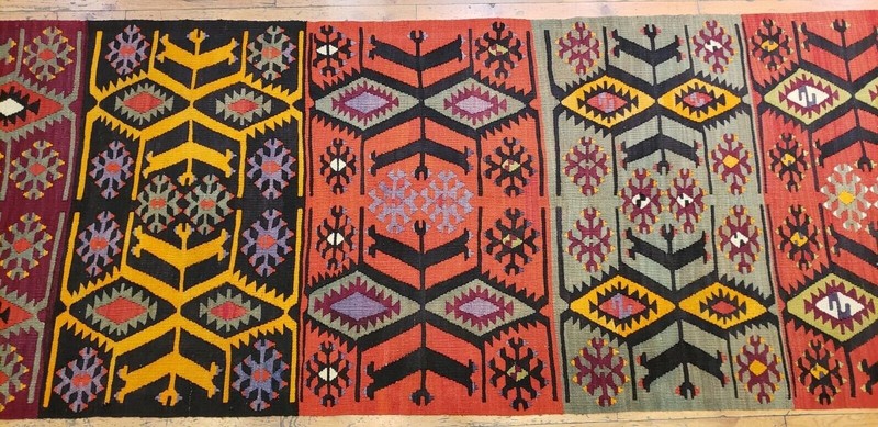 3x12ft Flat-woven Handmade Kilim Runner Rug | Decorative Runner Rug 3x12ft gallery