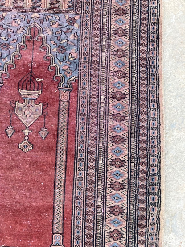 Vintage Traditional Handmade Pakistan Architectural Oriental Wool Rug 128x79 cm gallery