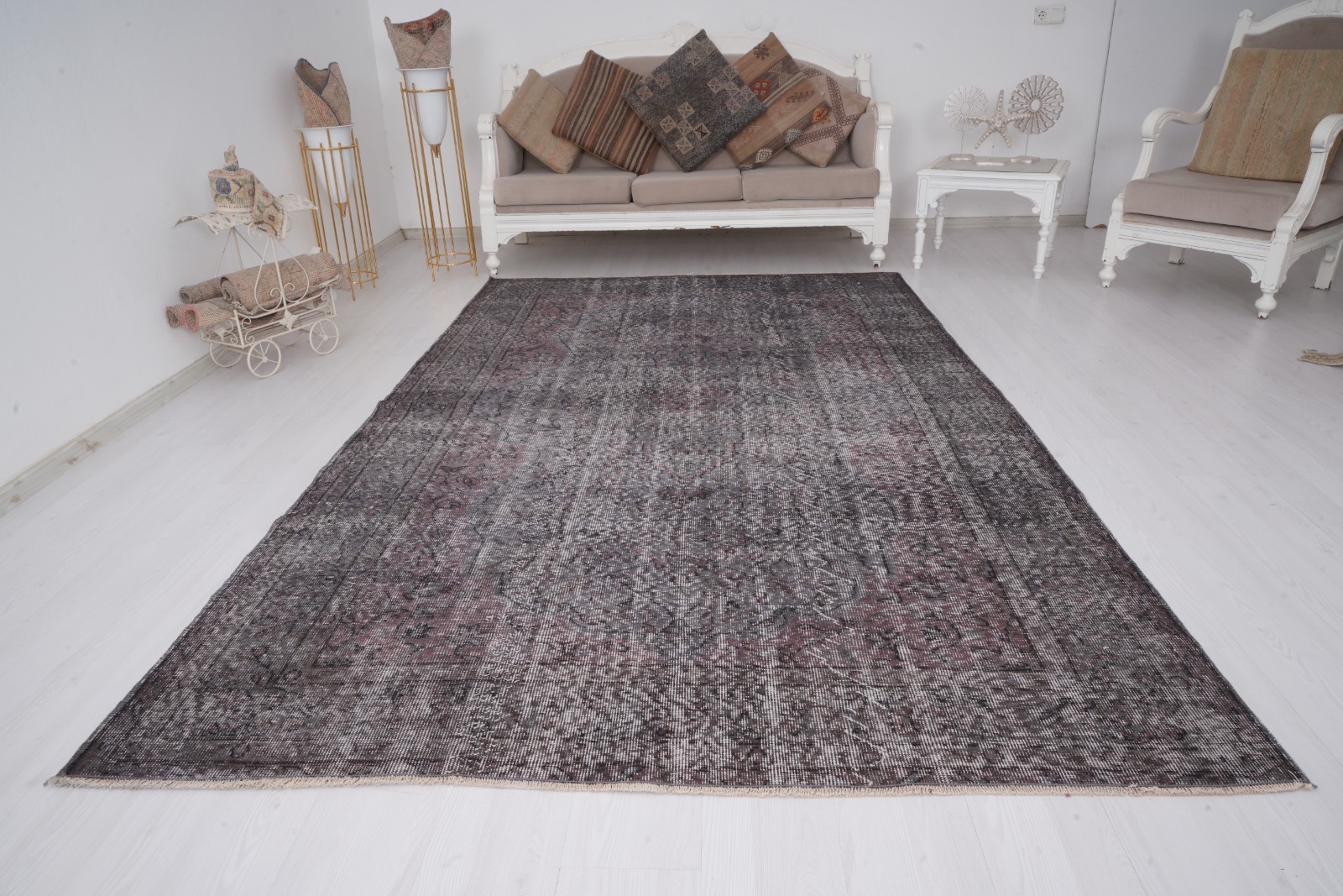 Oversize Vintage Area Rugs, 6x10 Rug, Turkish Oushak Rug Carpet Handmade Rug 256 gallery