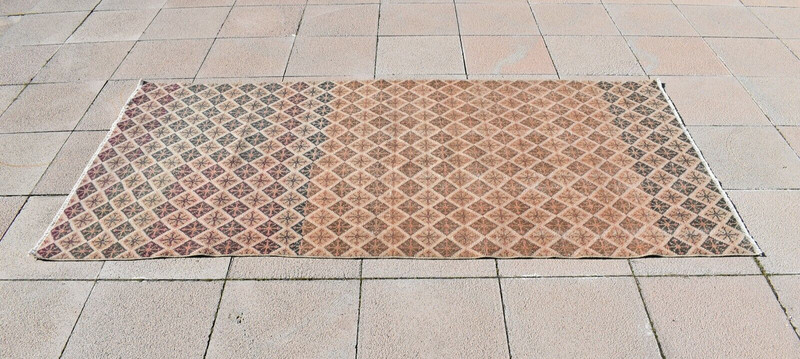 Vintage Oushak Rug 42'' x 89'' Anatolian Rug Handmade Oushak Rug Wool Area Rug gallery
