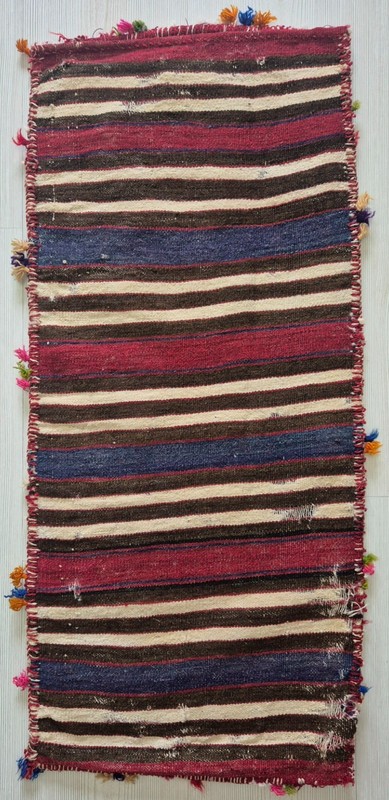 Antique Turkish Kozak Bergama Hand-Knotted Rug Pillow 14x30" - Collector’s Piece gallery