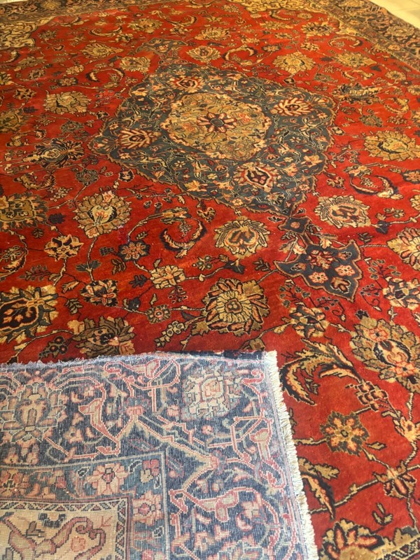 HANDMADE RUG. CARPET . ANTIQUE. 11X8. TH 19 gallery