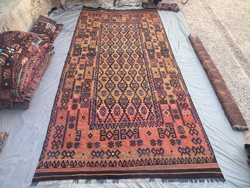 Terracotta Faded Kilim Rug 8'4x17' Turkish Navajo Tribal Boho Flatweave vintage gallery
