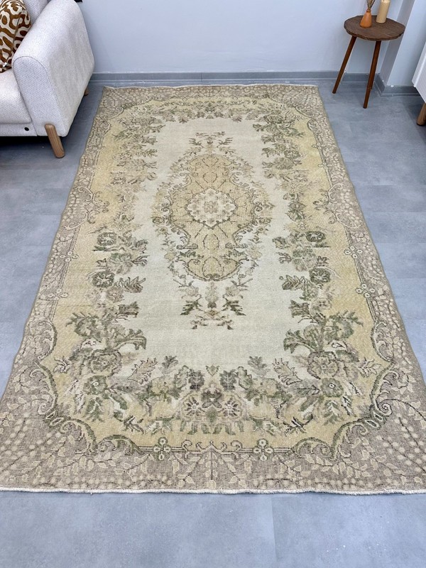 6x9 Beige Antique Rug, Turkish Oushak Rug, Handwoven, Handmade Wool Area Rug gallery
